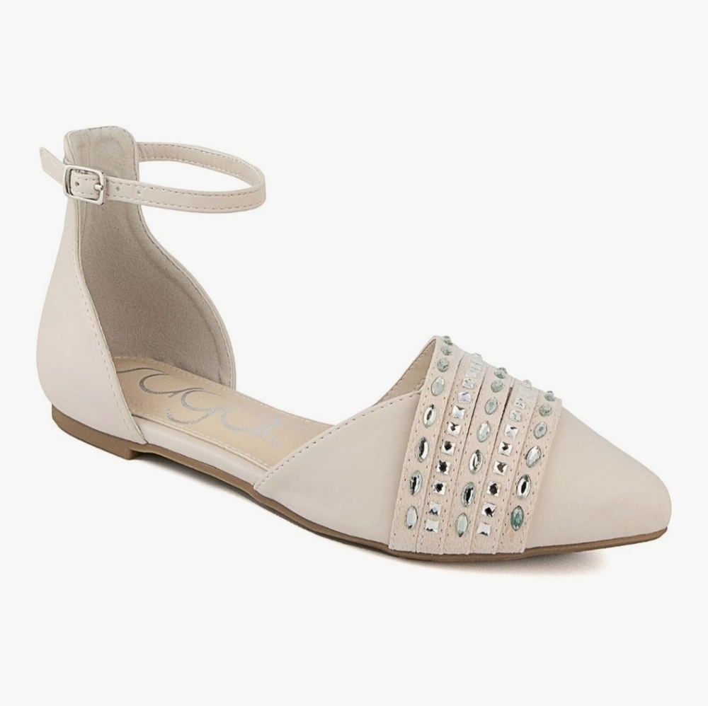 Sugar Elegant Beige Women's Shoes with Rhinestone Detailing New .